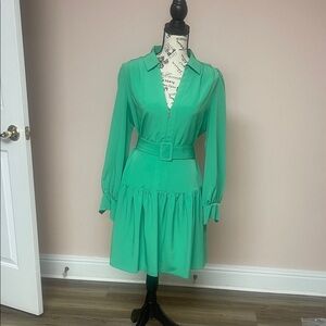 Karl Lagerfeld Vibrant Green Long Sleeve Dress